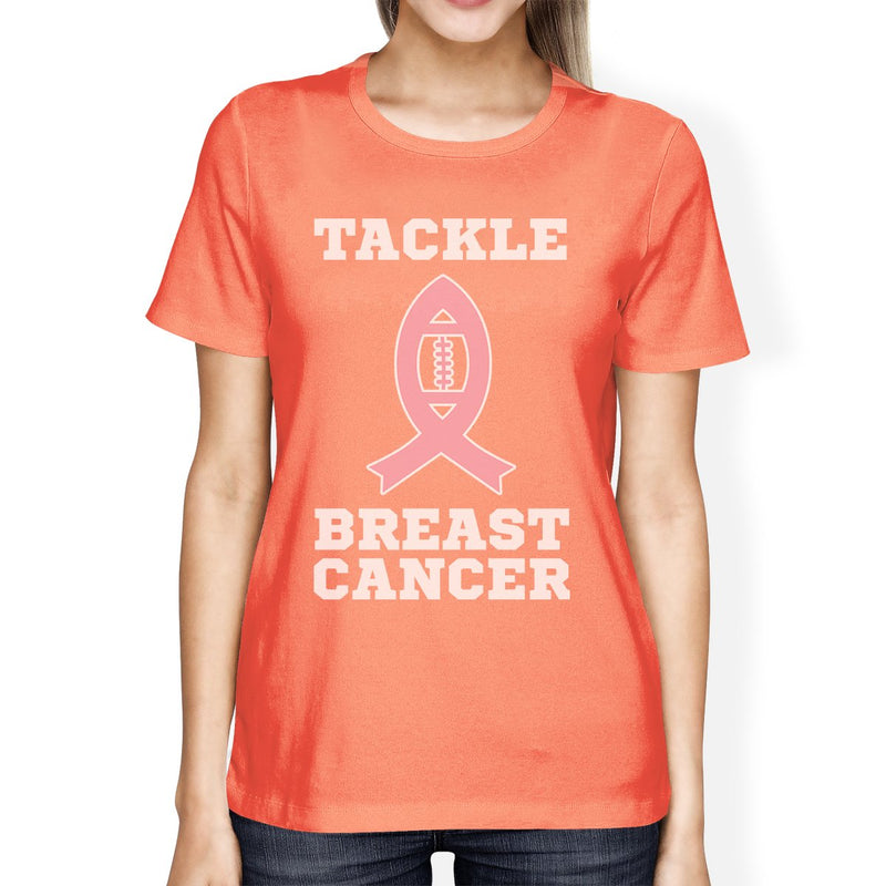 Tackle Breast Cancer Football Womens Peach Shirt