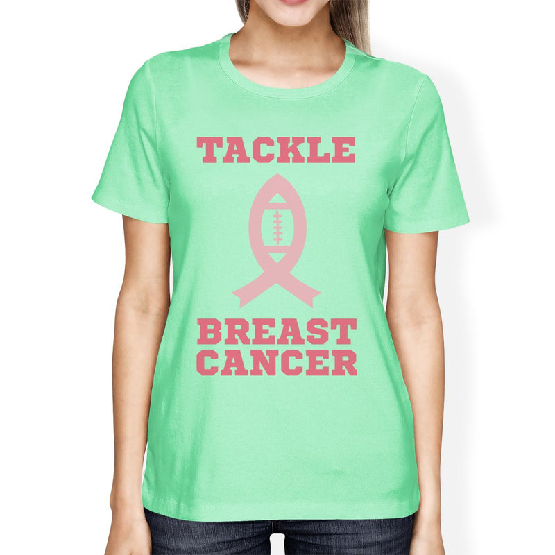 Tackle Breast Cancer Football Womens Mint Shirt