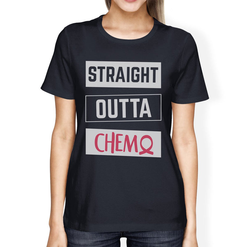 Straight Outta Chemo Breast Cancer Womens Navy Shirt