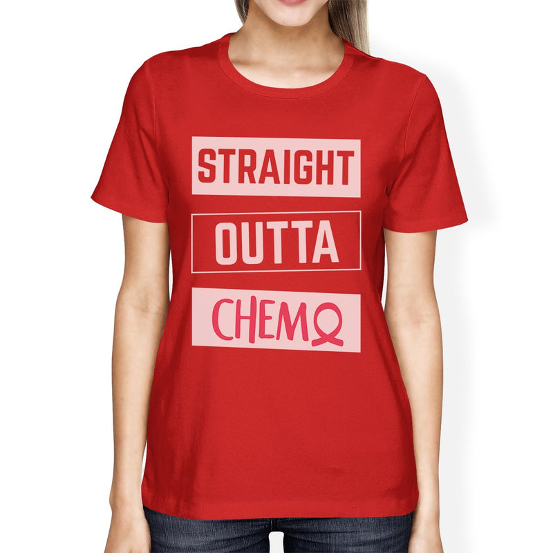 Straight Outta Chemo Breast Cancer Womens Red Shirt
