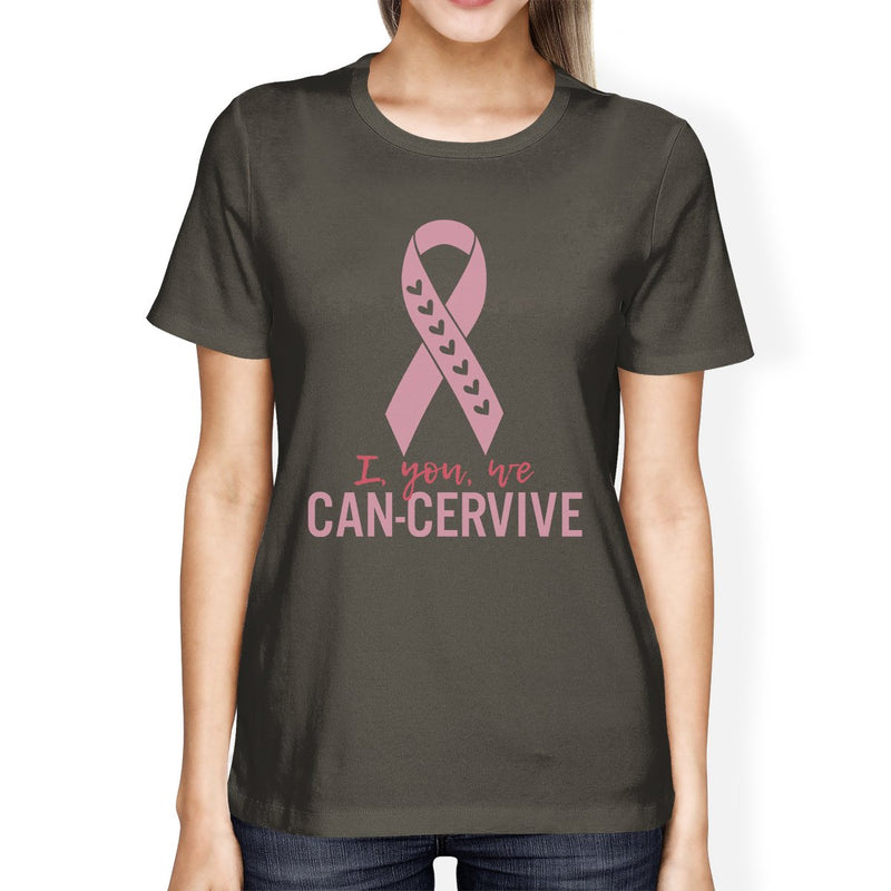 I You We Can-Cervive Breast Cancer Womens Dark Grey Shirt