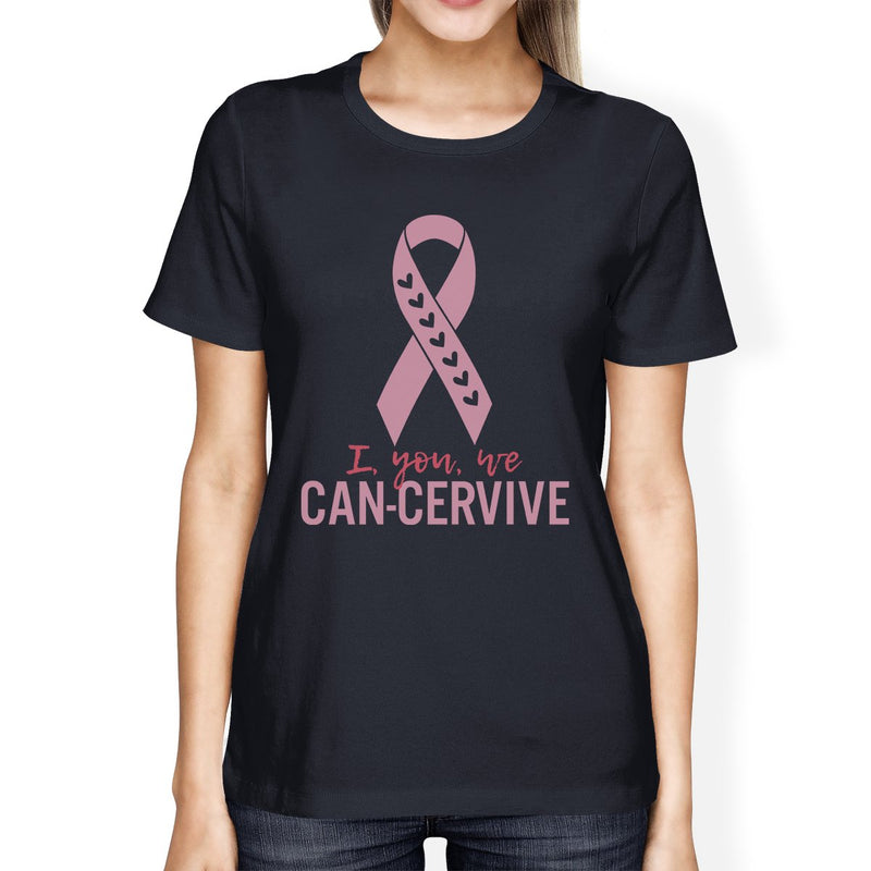 I You We Can-Cervive Breast Cancer Womens Navy Shirt