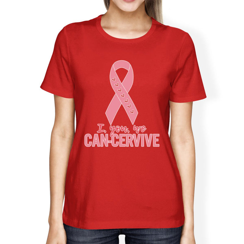 I You We Can-Cervive Breast Cancer Womens Red Shirt
