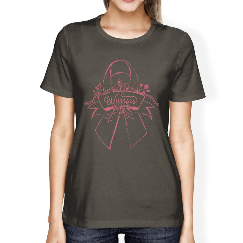 Warrior Breast Cancer Awareness Womens Dark Grey Shirt