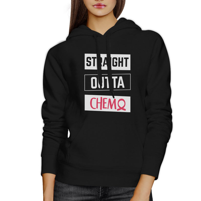 Straight Outta Chemo Breast Cancer Black Hoodie