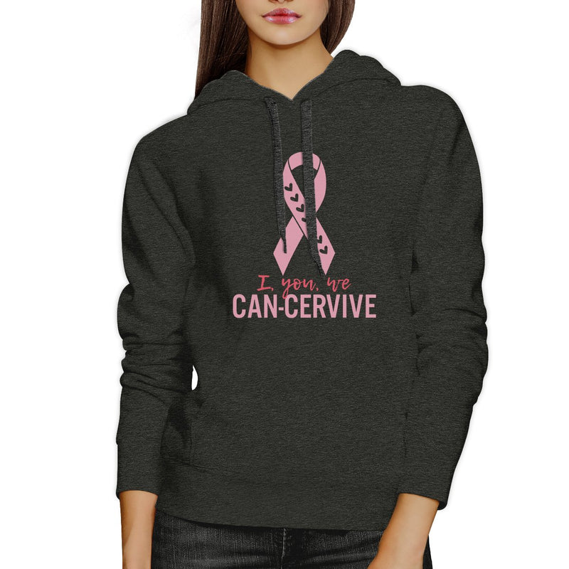 I You We Can-Cervive Breast Cancer Dark Grey Hoodie
