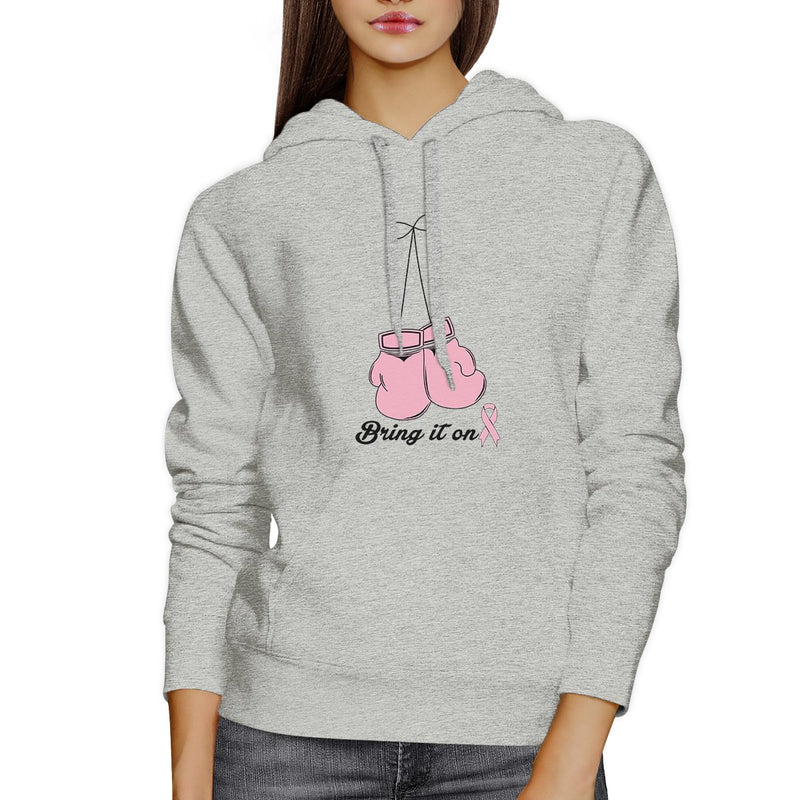 Bring It On Breast Cancer Awareness Boxing Grey Hoodie