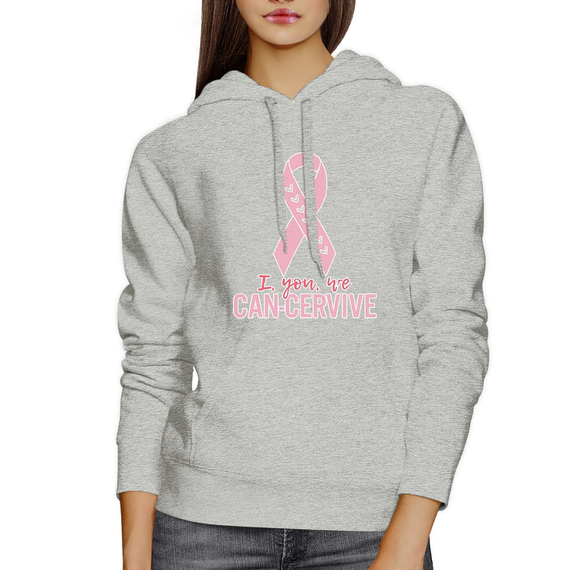 I You We Can-Cervive Breast Cancer Grey Hoodie