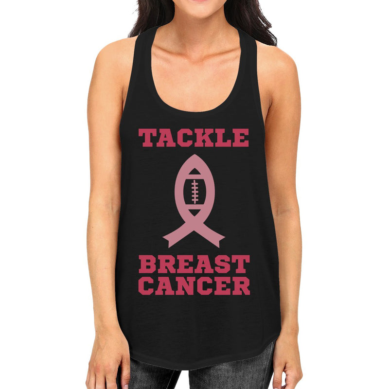 Tackle Breast Cancer Football Womens Black Tank Top
