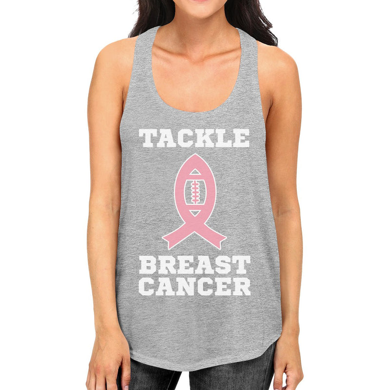 Tackle Breast Cancer Football Womens Grey Tank Top