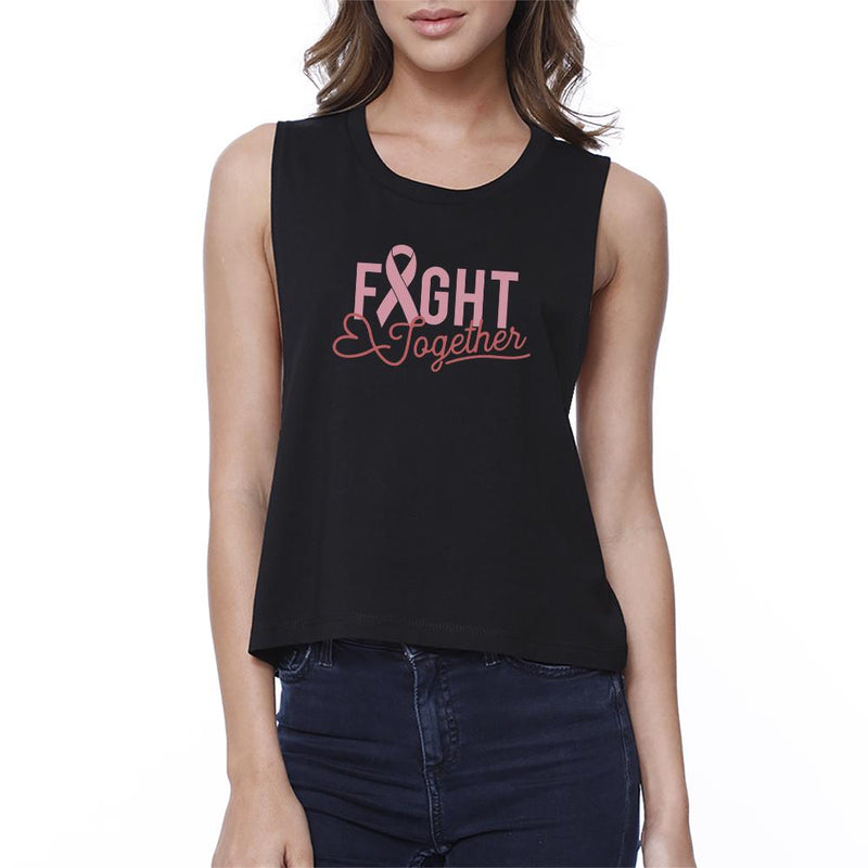 Fight Together Breast Cancer Awareness Womens Black Crop Top