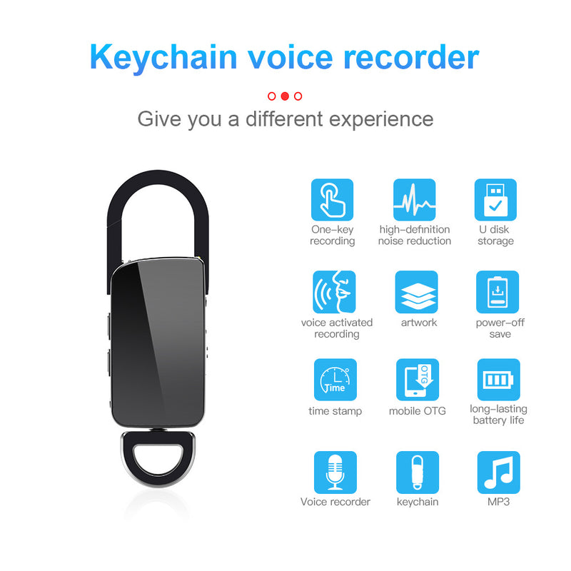 Mini Portable Keychain Voice Recorder MP4 AI Smart Professional High-definition Noise Reduction Remote Meeting Voice Recorder