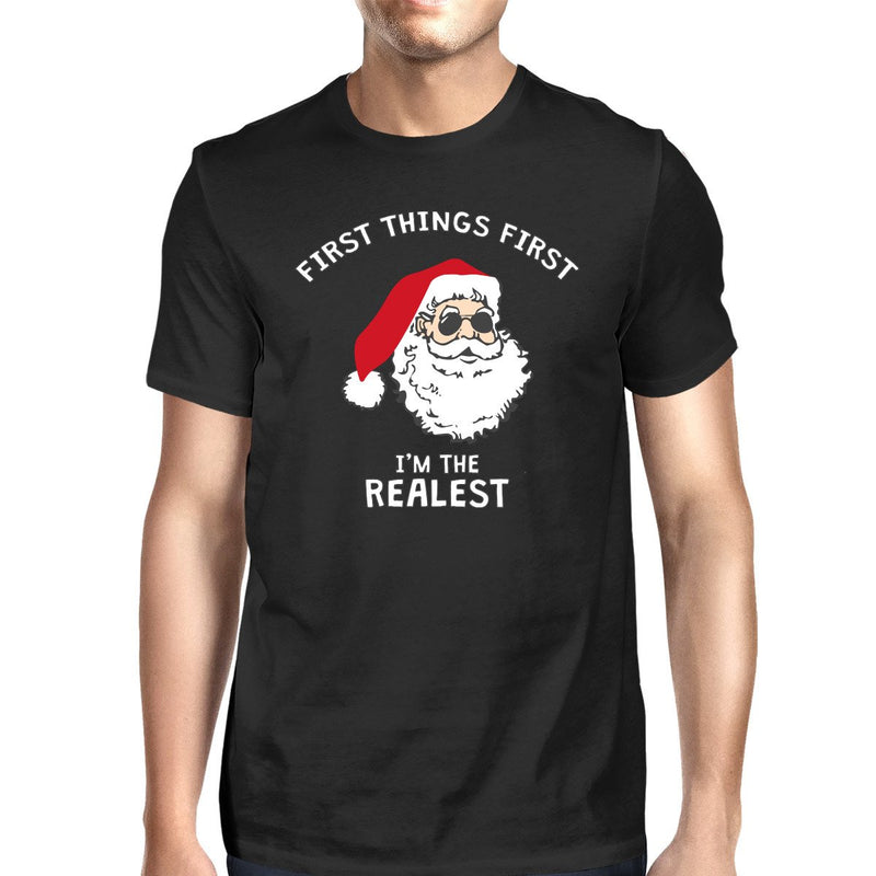 Realistic Santa Black Men's T-shirt Christmas Gift Funny Shirt