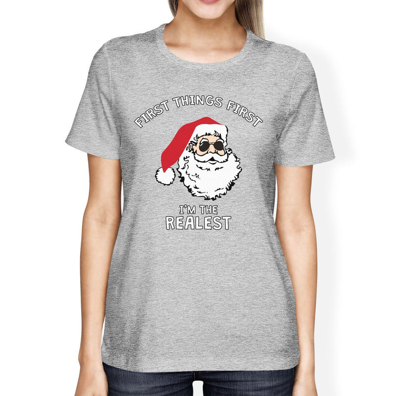 Realistic Santa Grey Women's T-shirt Christmas Gift Funny Shirt