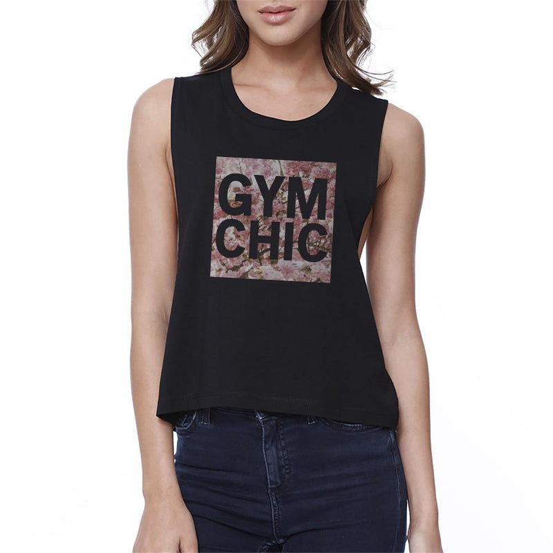 Gym Chic Black Work Out Crop Top Cute Fitness Sleeveless Muscle Tee