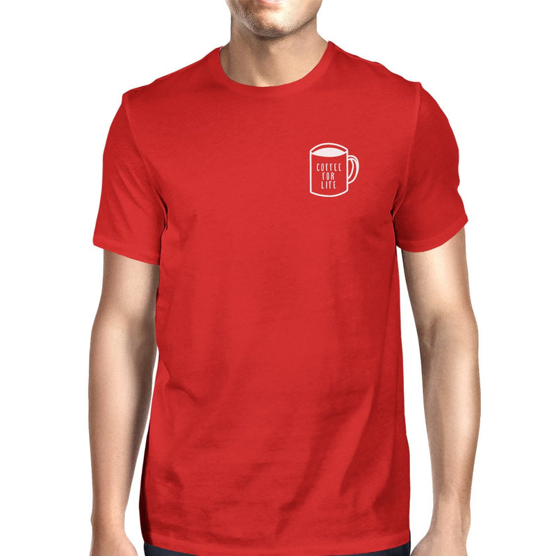 Coffee For Life Pocket Man Red T-shirts Funny Typographic Tee