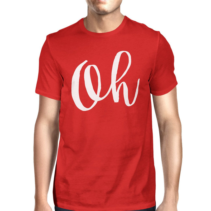 Oh Man Red T-shirts Funny Short Sleeve Typographic T-shirt