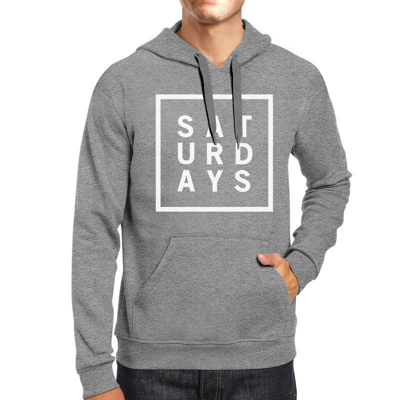 Saturdays Unisex Heather Gray Hoodie Simple Typography Gift Ideas