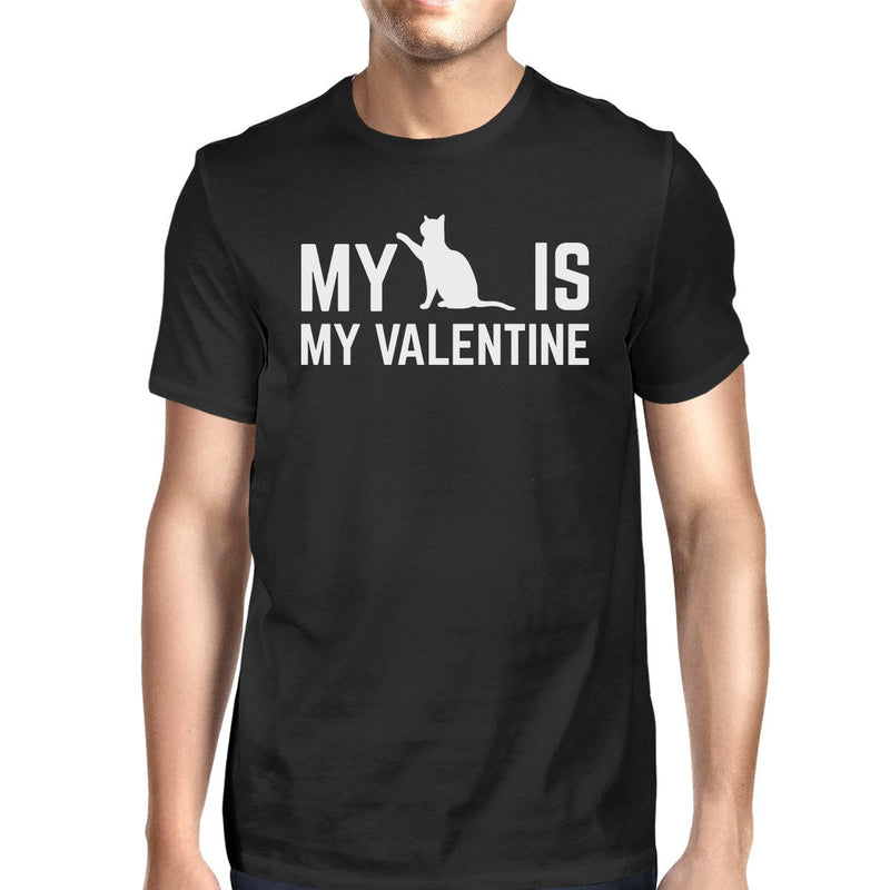 My Cat My Valentine Men's Black T-shirt Cute Graphic For Cat Lovers