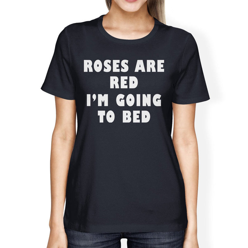 Roses Are Red Womens Navy T-shirt Unique Design Short Sleeve Shirt