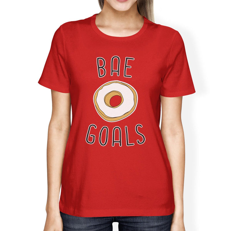 Bae Goals Women's Red T-shirt Humorous Graphic Light-weight Shirt