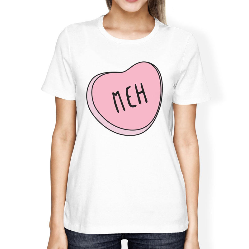 Meh Womens White T-shirt Trendy Graphic Birthday Gift Ideas For Her