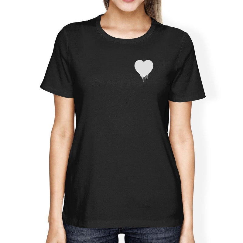 Melting Heart Women's Black T-shirt Lovely Design Round-Neck Shirt