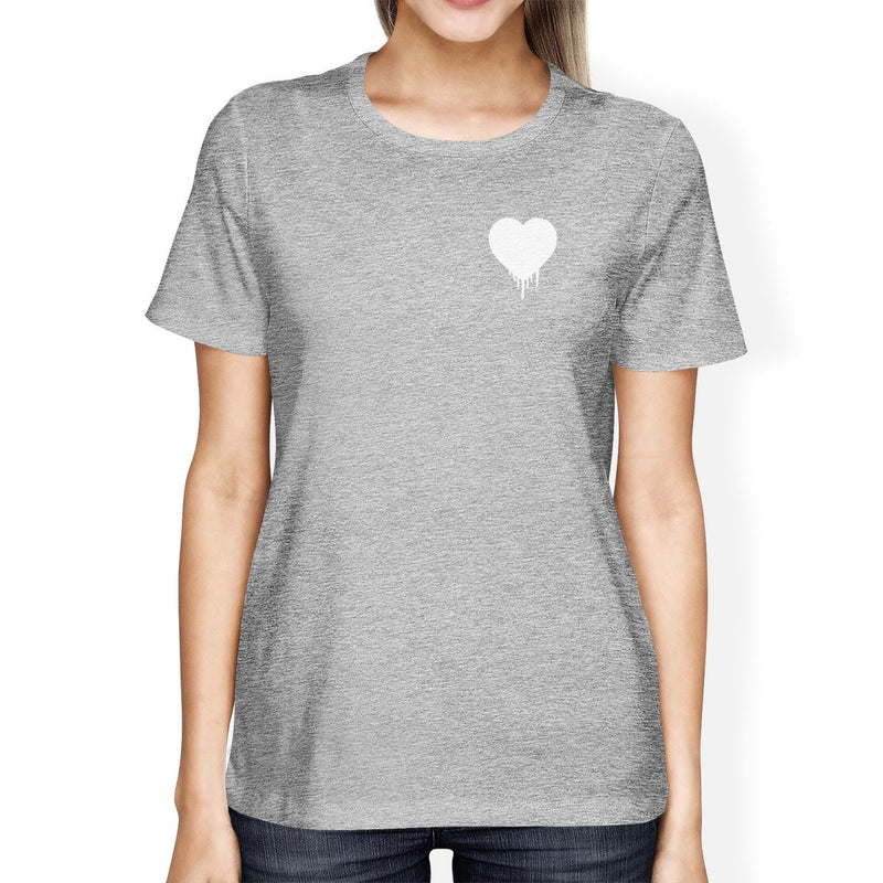 Melting Heart Womens Heather Grey T-shirt Cute Design Gifts For Her