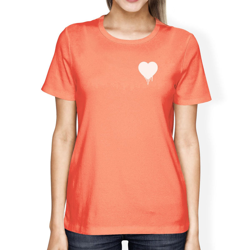 Melting Heart Women's Peach T-shirt Cute Crew-Neck Tee For Couples
