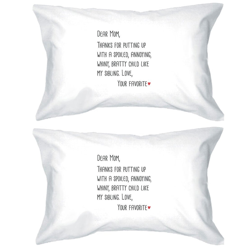 Dear Mom Graphic Pillowcases Standard Size Cotton Pillow Covers