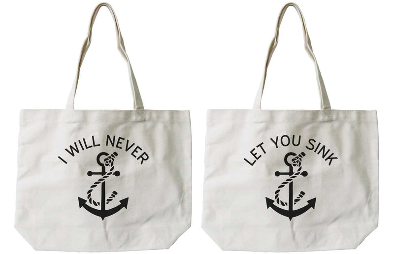 Women's Best Friend Anchor Matching BFF Natural Canvas Tote Bag for Friend