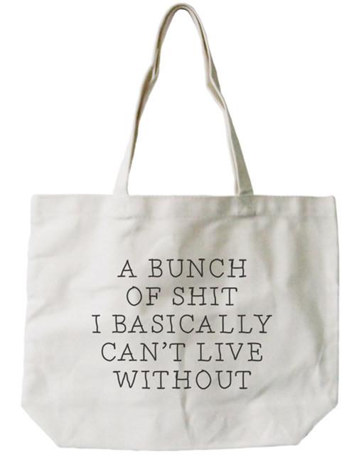 Women's Canvas Bag -Funny Can't Live Without Natural Canvas Tote Bag