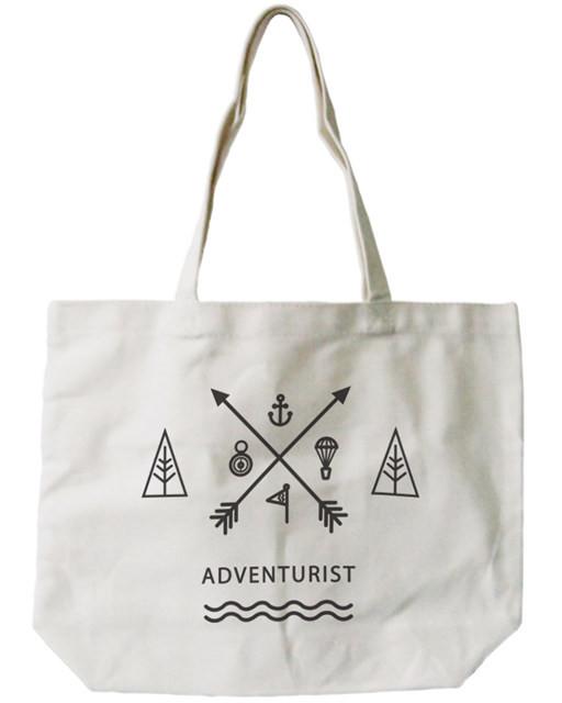 Women's Reusable Canvas Bag- Unique Adventurist Natural Canvas Tote Bag