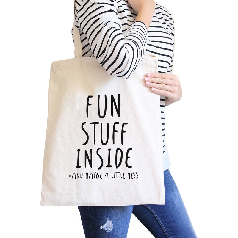 Fun Stuff Inside Natural Canvas Bag Book Bags Gifts For Teenagers