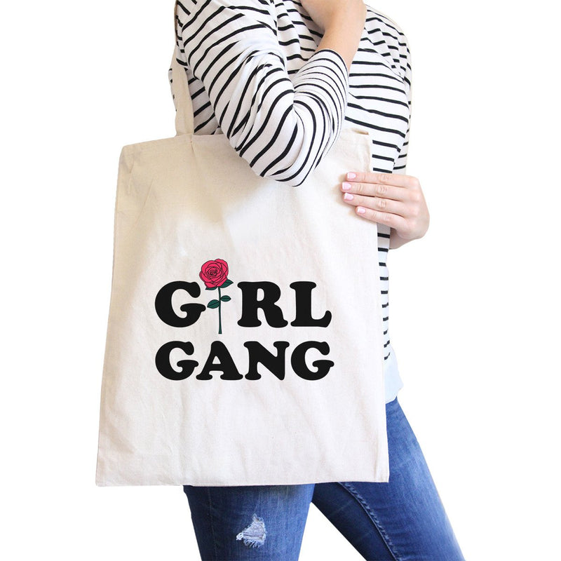 Girl Gang Rose Natural Canvas Bags Tote Bag Gift For Girlfriend