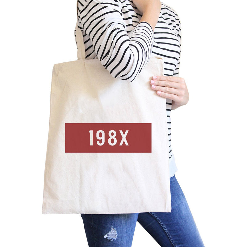 198X Natural Canvas Tote Bag Trendy Shoulder Bag Eco-Friendly