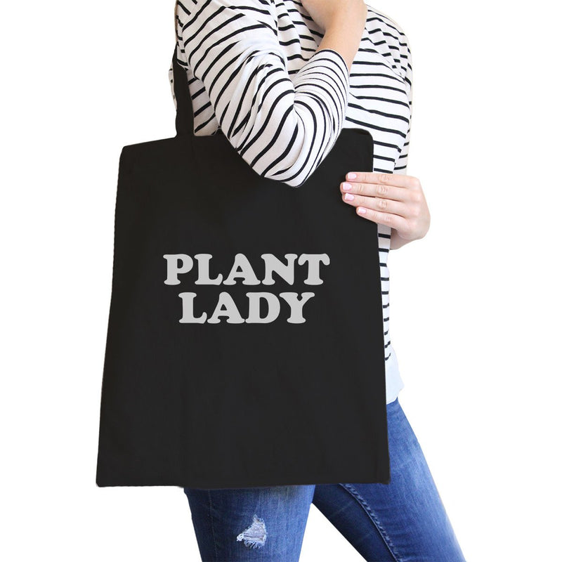 Plant Lady Black Washable Grocery Bag Unique Design Canvas Tote Bag