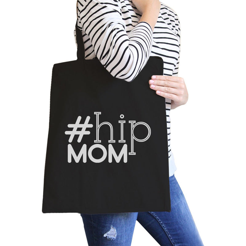 Hip Mom Black Cute Canvas Tote Perfect Birthday Gift For Young Moms