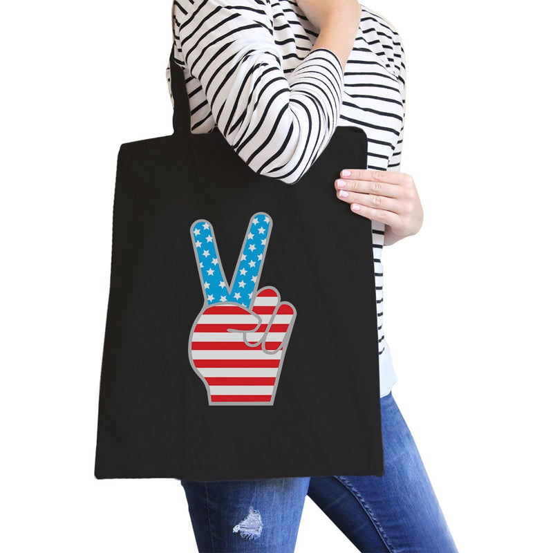 Peace American Flag Canvas Tote Unique Peace Sign Tote Bag For Her