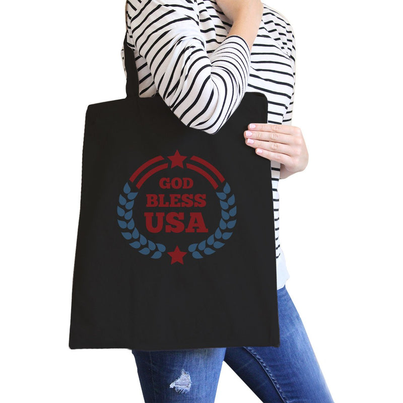 God Bless USA Black Eco-Friendly Patriotic Design Canvas Bag Cotton