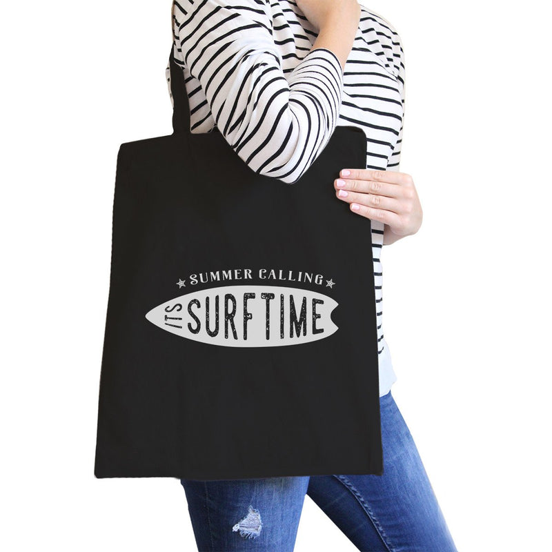 Summer Calling It's Surf Time Black Canvas Bags