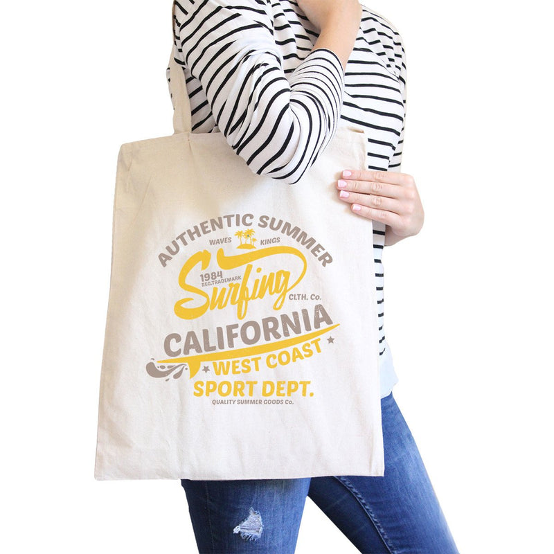 Authentic Summer Surfing California Natural Canvas Bags