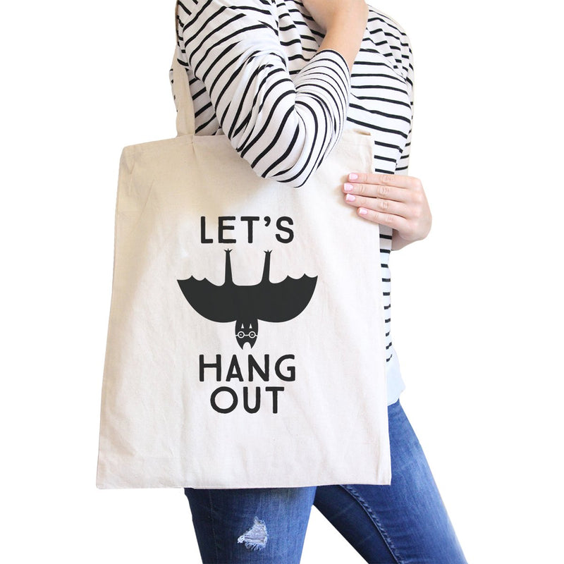 Let's Hang Out Bat Natural Canvas Bags