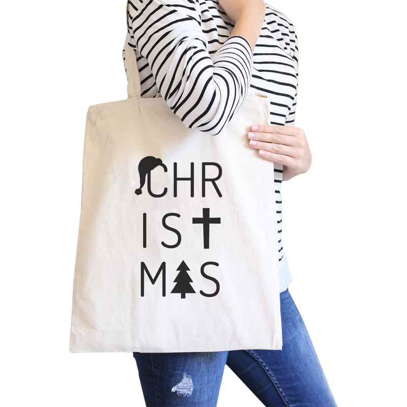 Christmas Letters Natural Canvas Bags