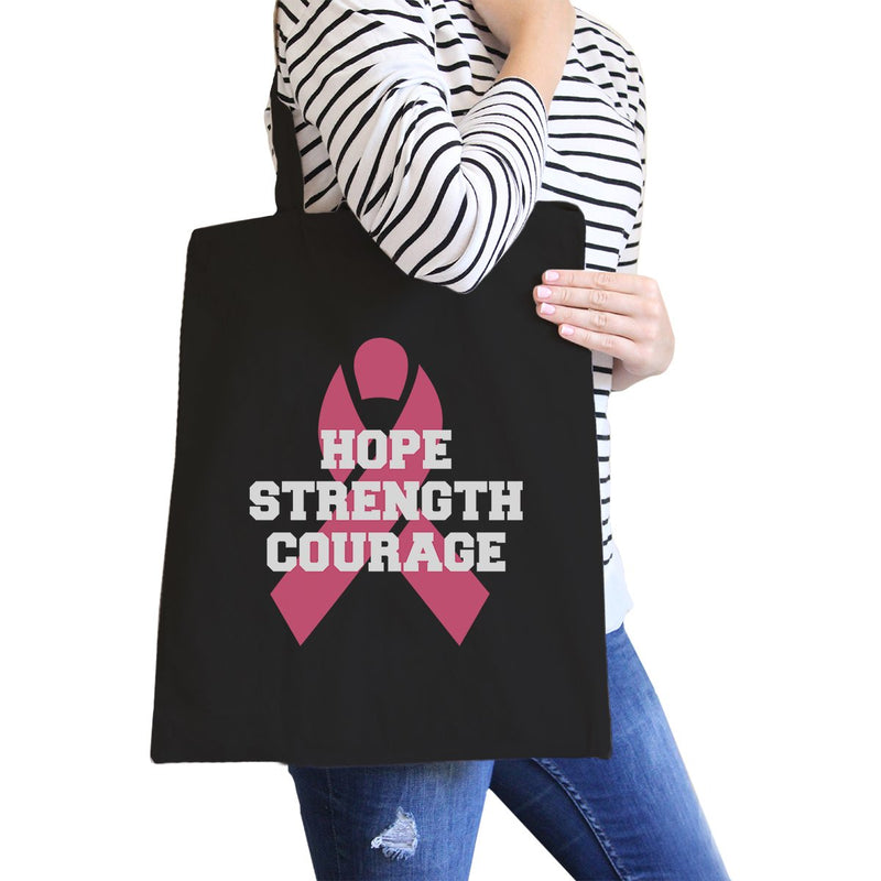 Hope Strength Courage Black Canvas Bags