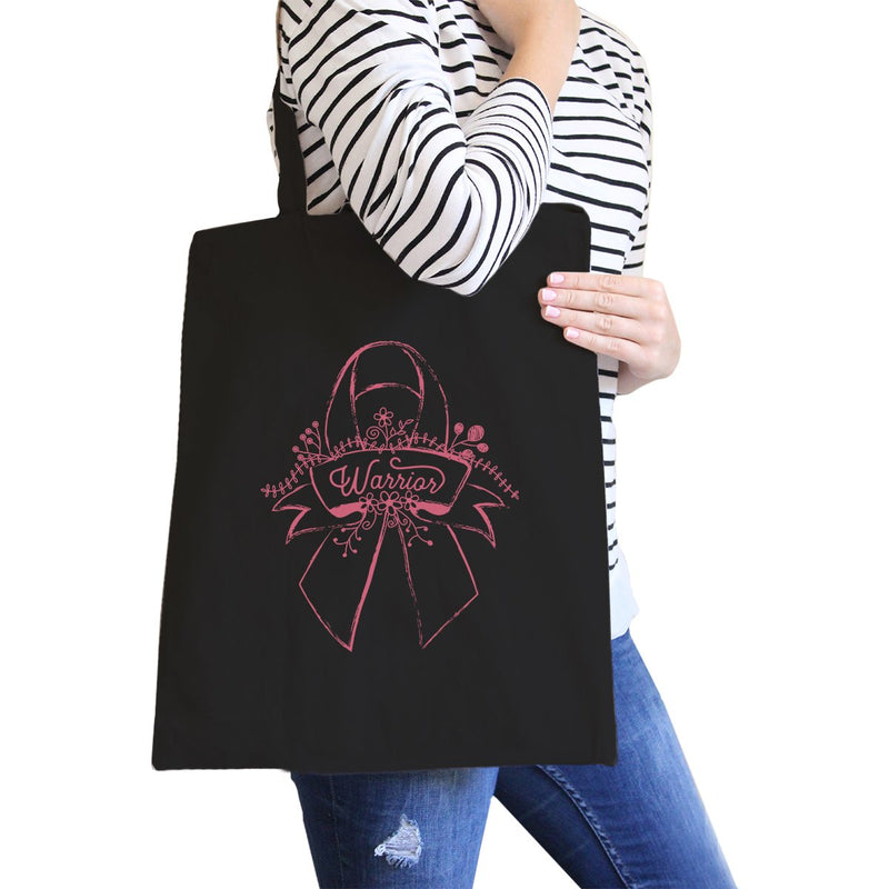 Warrior Breast Cancer Awareness Black Canvas Bags