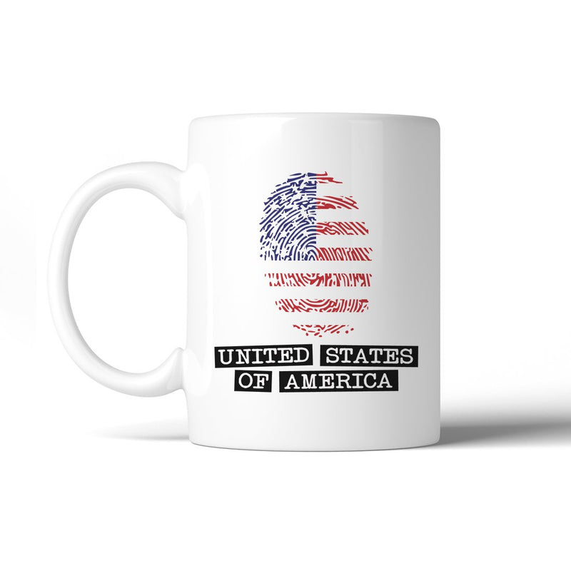 USA Fingerprint Flag 11 Oz Ceramic Coffee Mug 4th of July Gifts