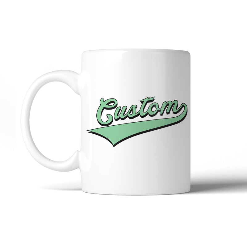 Green College Swoosh Bright Cool 11oz Personalized Ceramic Mug Gift