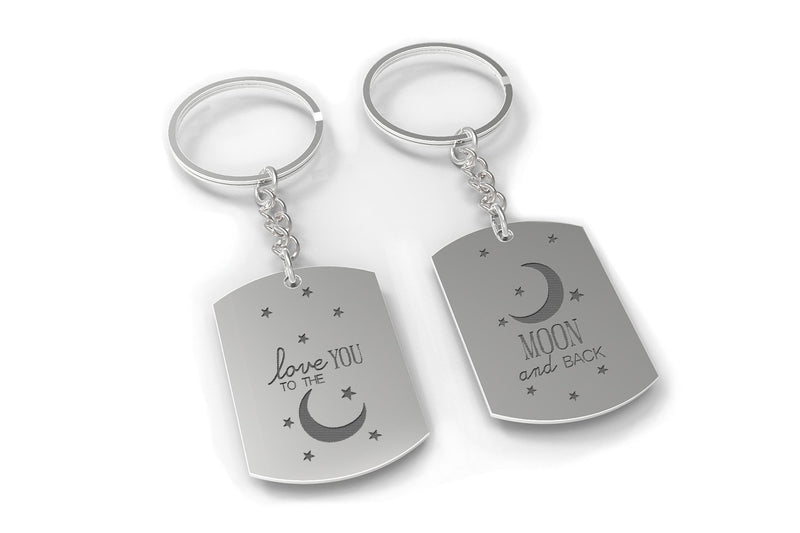 I Love You to the Moon and Back Couple Key Chain - His and Hers Key Rings