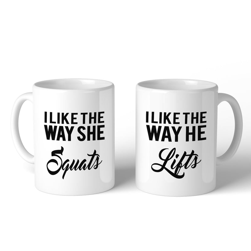 Squats Lifts 11oz Matching Couple Gift Mugs Workout Gift For Couple